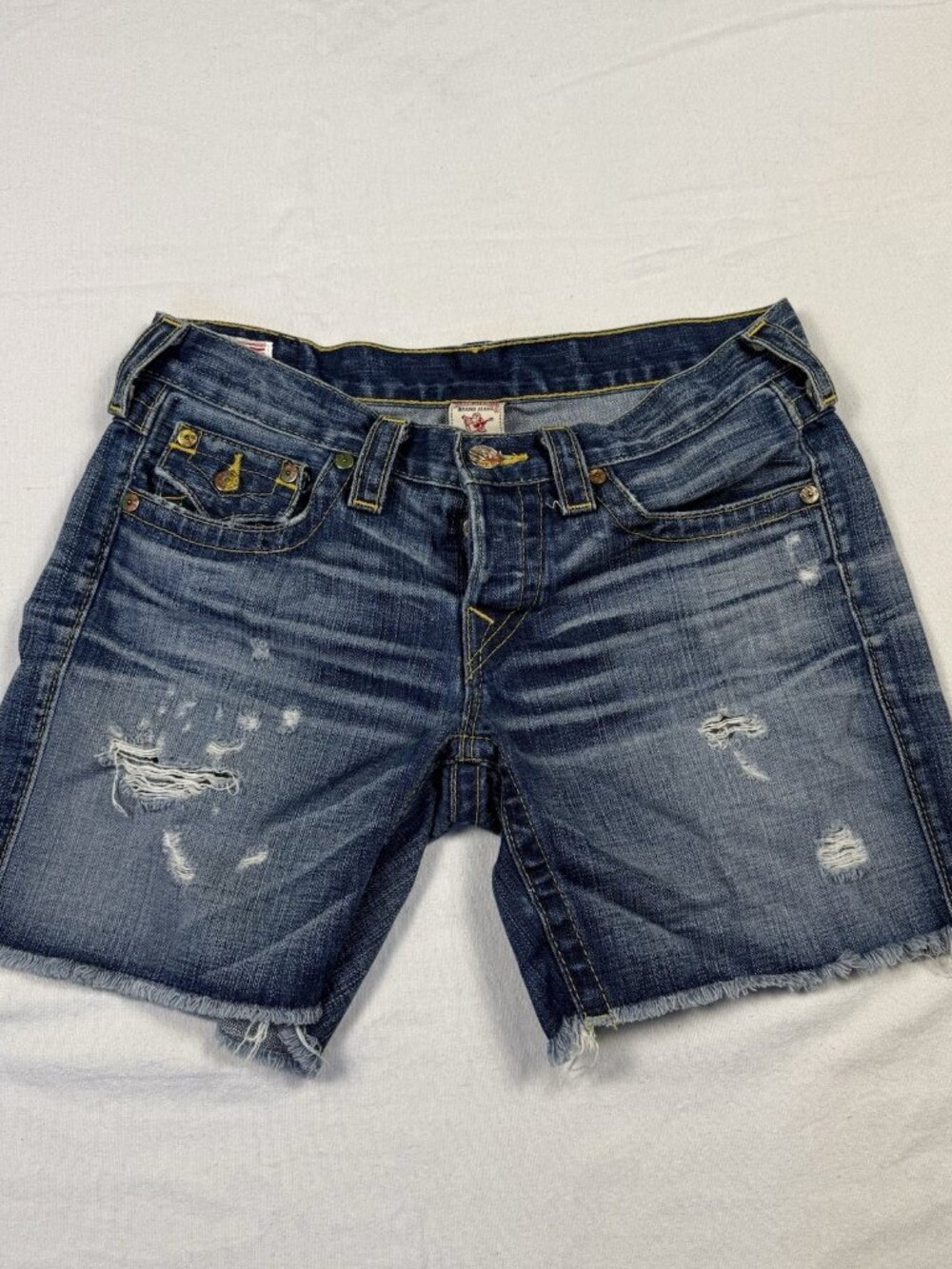 True Religion WOMENS 32 Jayde Low Rise Denim Jean Shorts Medium Blue